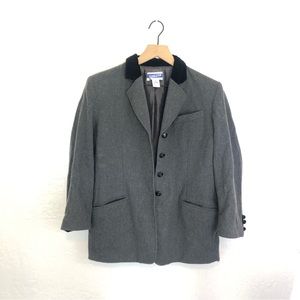 Vintage Pendleton Wool Blazer Velvet Detail Dark Grey/Black Size 8P